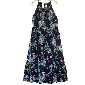 Maison Jules Maxi Floral Dress L Halter Flowing LinedCottagecore Retro Coquette